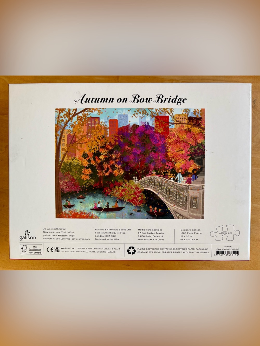 Autumn on Bow Bridge 1000 Piece Puzzle - Picture 2 of 2